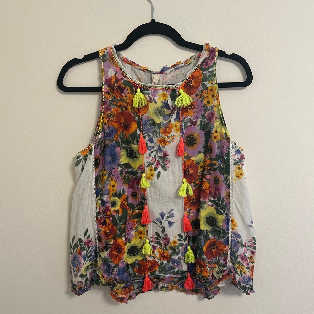 Anthro. RAGA Floral Swing Sleeveless Blouse, XS - Picture 6 of 11